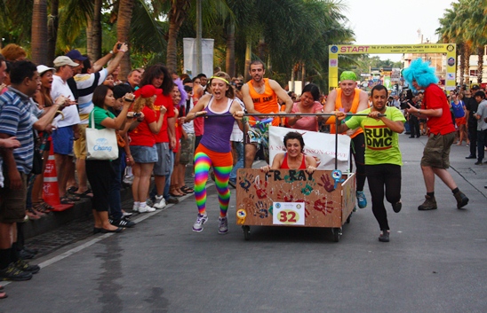 Souped-up beds dash down Beach Road