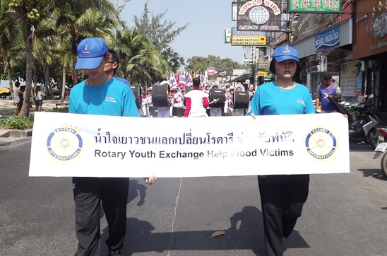 Rotary Youth Exchange Students march for flood relief