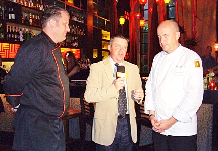 Paul Strachan (center) interviews Michelin star chef, Thomas Kammeier (right) and Mantra’s executive chef, Jens Heier (left) for Pattaya Mail TV.