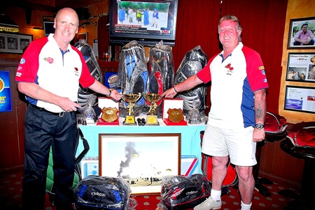 The trophy sponsors display the main prize table.