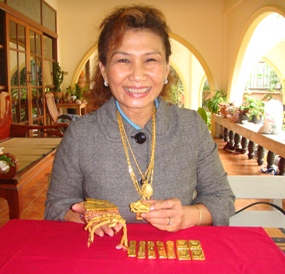 Nittaya Patimasongkroh, owner of Trathong gold shop, says gold prices are at record highs. 