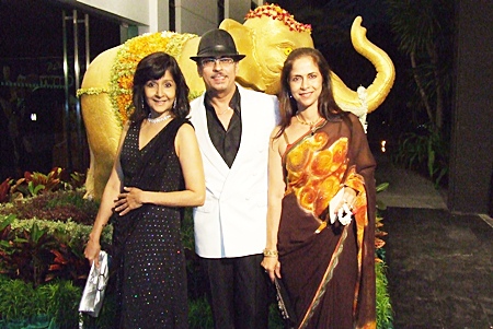 Jack & Av from Indian by Nature restaurant pose with PMTV’s Sue K, left.