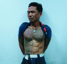 Convict Wirat Phimbut was caught and arrested after stabbing a Russian woman in Naklua. 