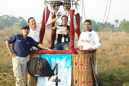 Pattaya Mail’s Tony Malhotra (right) and friends prepare for a quick flight.