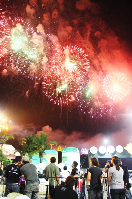 Fireworks light up the night sky from North to South Pattaya.