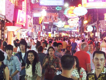 Walking Street is always packed with tourists throughout the festival.