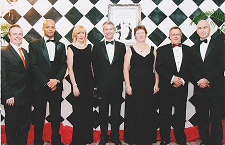 H.E. Bede Gilbert Corry (centre), Ambassador of New Zealand was guest of honour at the ‘NZI New Zealand Black & White Ball 2011’ organized by the New Zealand Society of Thailand at the Amari Watergate Bangkok recently. As usual Pierre Andre Pelletier (left), the effervescent GM of the Amari Watergate and Dermot Gale, the hotel’s executive assistant manager were on hand to ensure that the function was a roaring success. Guests included Khalid Bardan, manager Emirates Airlines for Thailand & Indochina, Liz Mortensen, president of the New Zealand Society, Nikki Cox, president of New Zealand Thai Chamber of Commerce and Grant Signal, chief technical officer NZI.
