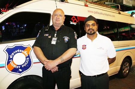 David Stuart (left) and Sukhras Kalra (right) give their time to ensure a safer Pattaya.