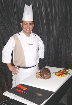 Hilton chef and Tomahawk steak.