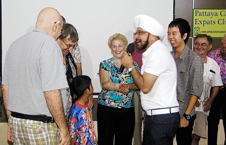 A little audience participation, and soon the Tavern by the Sea was rolling with laughter. Sam says, “The ultimate objective is to bring good health, joy and world peace through laughter.”