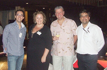 Hilton Pattaya’s Elwin Kemming, director of sales, and Peta Ruiter, director of business development, share thoughts with Centara’s senior vice president of sales & marketing Chris Bailey and Pattaya Mail’s asst managing director Tony Malhotra.