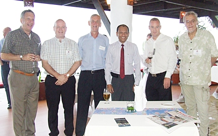 Familiar smiles at BCCT networking events, (l-r) Alan S. Verstein, Graham Macdonald, Jerry N. Stewart, Ranjith Chandrasiri, Jonas Moberg and Chris Thatcher.