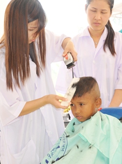 Jutamat Beauty School students donate their time and skills to style new hair fashions for all the Mercy Family.