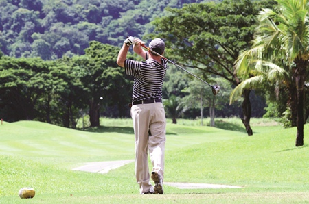 Russell Exley tees-off at Khao Kheow during the 2011 Baan Jing Jai Summer Scramble. 