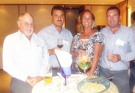 David Bell, AustCham director shares a laugh with Michael Diamente, managing director of Dana Spicer and his wife Rosanne from Women With A Mission, alongside Paul Wilkinson, operations manager for CEA projects.