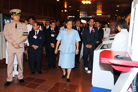 HRH Princess Maha Chakri Sirindhorn tours the exhibits at the 10th Thai Red Cross Assembly at the Ambassador City Jomtien Hotel. 