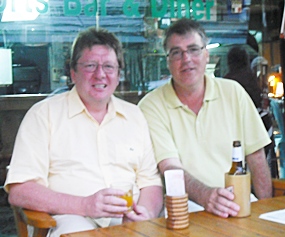 Geoff Williams (right), winner at Crystal Bay with his mate Harvey. 