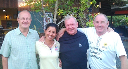 Nuan Keddie with her husband (left), Joe Mooneyham and Capt’ Bob. 