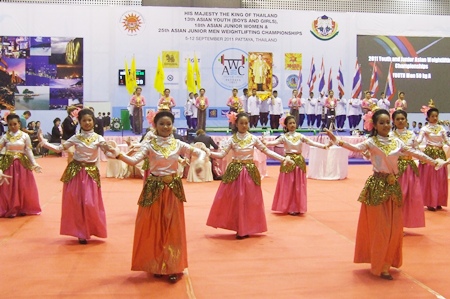 Dancers perform in traditional Thai costume during the closing ceremony.