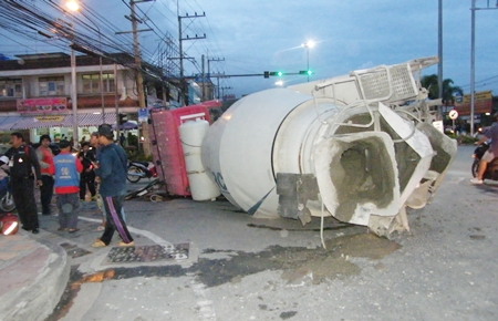 Too young, too fast - 18-year-old Noparat Chumpa couldn’t maintain control and flipped the big cement mixer onto its side. 