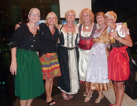 Lovely frauleins in their colourful Dirndls. (l-r) Cordi, Simone, Frederika, Marliese, Jolanda and Meike.