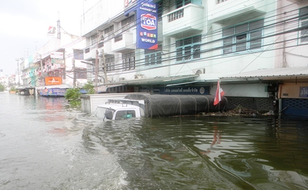 Flood waters shut down everything in Nava Nakorn.