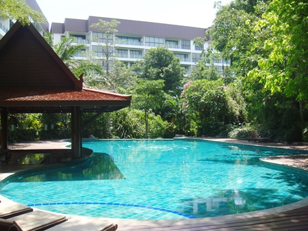 A tropical swimming pool awaits at The Park