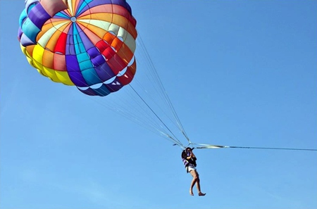 Parasailing was a new experience for many.