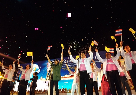 City officials join Ad Carabao in sending off the fireworks display.