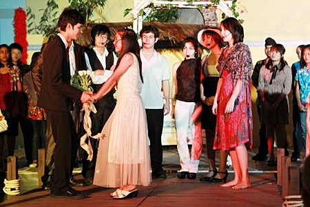 ‘Sophie’ prepares to marry in the musical’s climax.