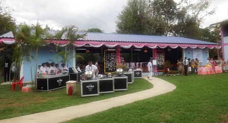 The newly restored canteen, kitchen and lawn.