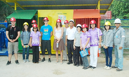 Thai and French International Rotary Club members tour the Thai Oil Tool Machinery Services Co.’s waste disposal plant. 