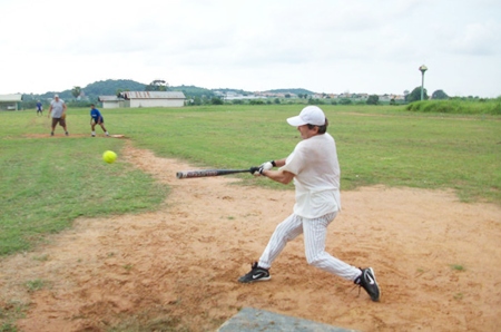 Softball action from the Pattaya Sports Club ‘big hitters’. 