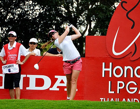 Paula Creamer tees off at Siam Country Club during the 2011 tournament. (Photo/Martin Bilsborrow)