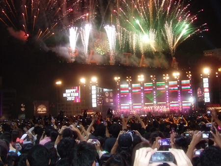 When the clock strikes midnight, fireworks blast off from Bali Hai pier.