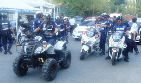 Pattaya’s Tourism Police set out to patrol the town to maintain peace and security during the celebrations.
