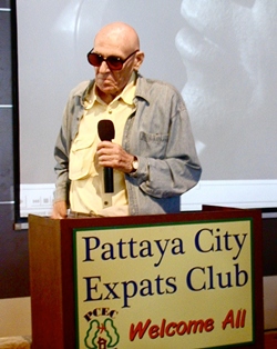 Pattaya resident Alfred Avallone shares with PCEC members and guests his career as a Hollywood actor during Hollywood’s ‘Golden Years’. On the screen is a scene from the ‘Film Noir’ movie, ‘Experiment in Terror’ starring Glenn Ford and Lee Remick. Lee played a woman, Kelly Sherwood, who is terrorized by a man with an asthmatic voice and plans to use her to steal $100,000 from the bank where she works. In a case of mistaken identity, Lee thought that Al was the blackmailer. Al’s mistake was to fall for Lee’s stunning looks as Kelly, being neither the first nor last male to do so.