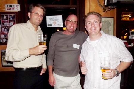 Olaf Duensing (DK Duensing Kippen), Jerrold Kippen (DK Duensing Kippen) and Michael Parham (CEA) having a jolly good time networking.