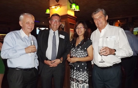 (L to R) John Sim, Regional (West ASEAN KPMG Phoomchai Holding Co., Ltd.); Richard Rome (KPMG Phoomchai Audi Ltd.); Pattra Suttisathiranon, and Maurice D. Bromley, President of the South African-Thai Chamber of Commerce (SATCC).