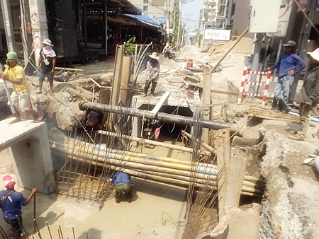 The Soi 10 construction project, promised to be completed last November, still obviously has a long way to go. 