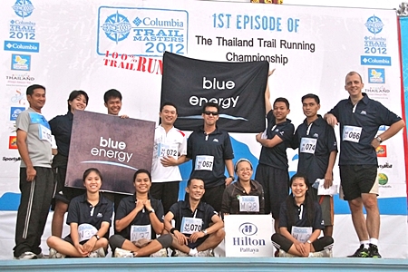The team members of Hilton Pattaya led by Harald Feurstein, General Manager (far right, standing row) recently completed the “Columbia Trail Masters 2012”, the first Thailand trail running championship at Khao Mai Kheow, Pattaya.  The Hilton Pattaya team also won the 3rd and 2nd runner-up trophies for the marathon discipline.  The winners were Chonticha Satprasit, Assistant Spa Manager (1st from right, sitting row) and Phungporn Wingpad, Kid’s Club Attendant (1st from left, sitting row).  Congratulations to the medal winners and all who took part. 