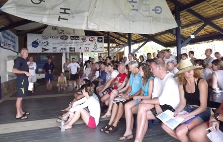 Sailors get their briefing from the race officer.