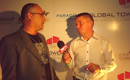 Yigal Yonah Heli, owner of Paradise Ocean View Pattaya, is interviewed for PMTV by presenter Paul Strachan.