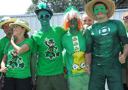 Irish eyes are smiling on these colorful lads and lassies.