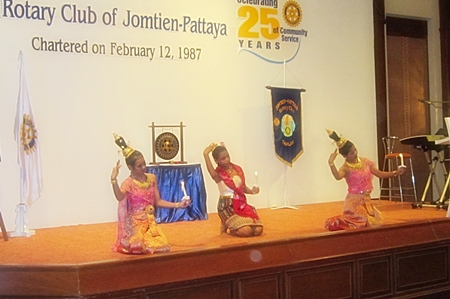 The children perform their dance routines at the Rotary Jomtien Pattaya 25 year celebrations at the Royal Cliff Hotel.