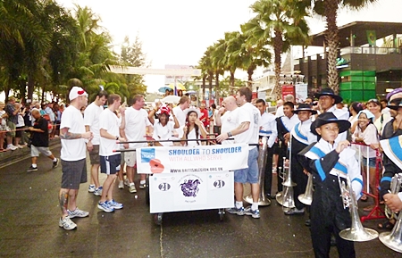 The lads at the start of the Bed Race.