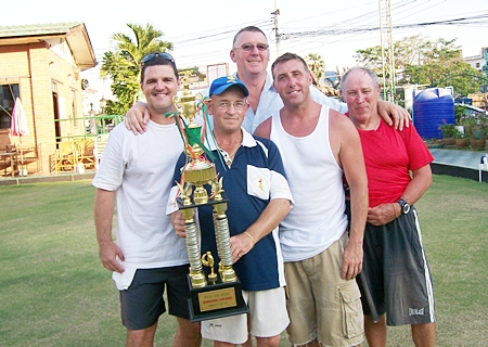 The winning team: Mike, ‘Rolex’, Ken, John P. and Billy. 