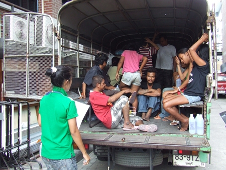Officials load up some of Pattaya’s vagrants to ship them off to the Ban Tabkwang shelter in Saraburi. 