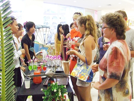 Exotic food and drinks attract a large crowd.