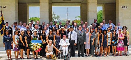 Our Group at Chungkai War Cemetery, the Ambassador and Bert Elson centre.